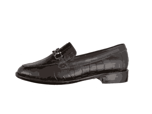 Women's black classic leather shoe.