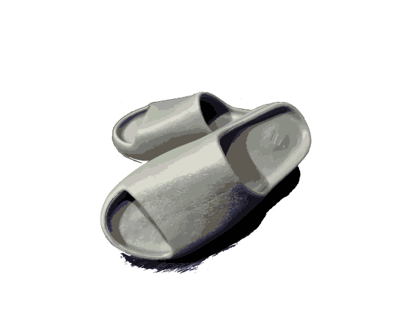 Women's plain grey synthetic slides.